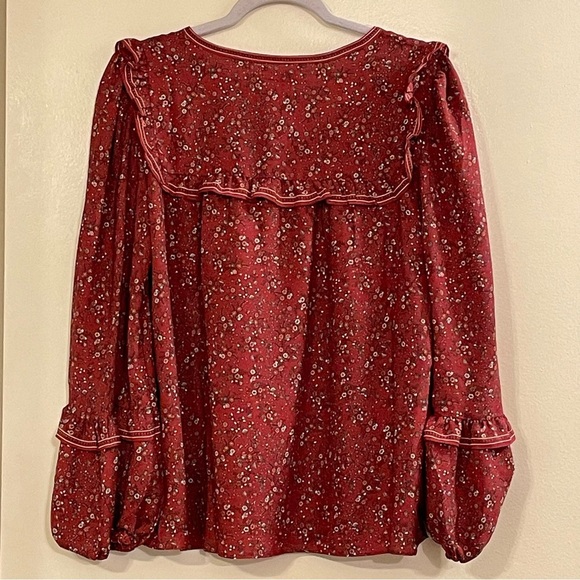 MAX STUDIO Tie Front Floral Print‎ Ruffle Blouse - Picture 7 of 10